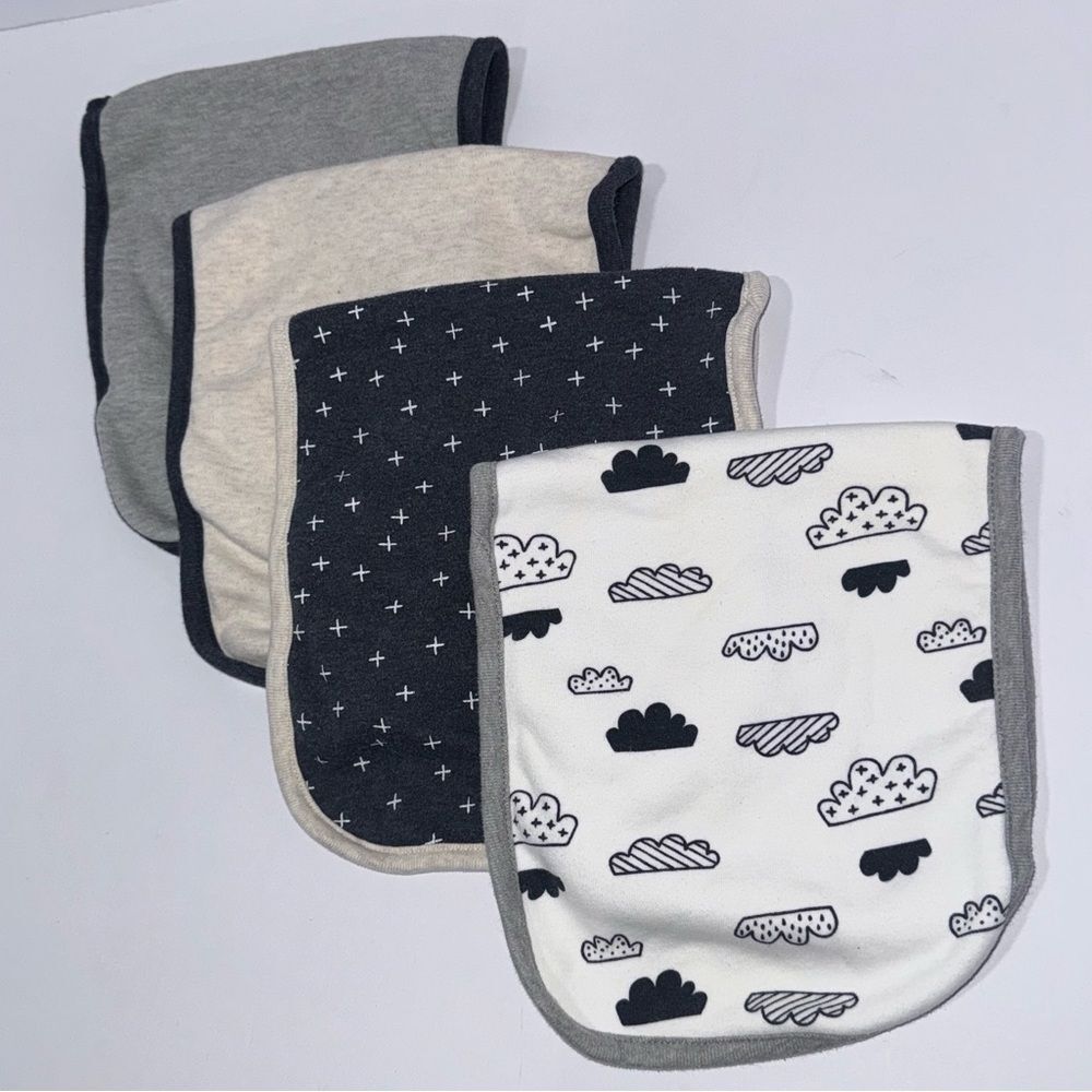 Stylish Kids Bib Set - Black, Gray, Cream